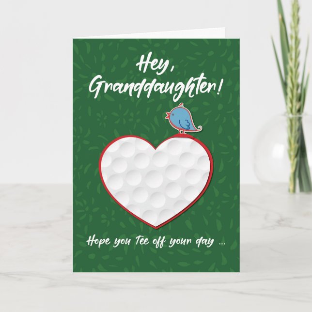 Granddaughter Golf Sports Heart Valentine Preteen Card (Front)