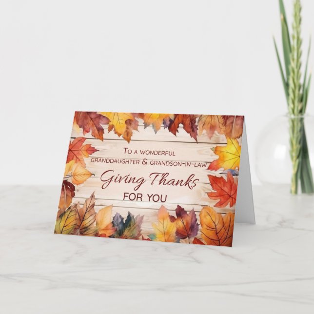 Granddaughter Grandson in Law Thanksgiving Giving Card (Front)