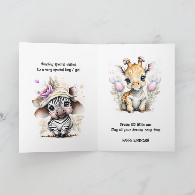 Granddaughter grandson safari jungle birthday wish card (Inside)