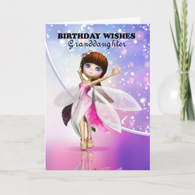 Granddaughter, Happy Birthday cute fairy dancing Card (Front)