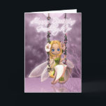 Granddaughter Happy Birthday cute fairy on flower Card<br><div class="desc">Granddaughter Happy Birthday cute fairy on flower swing,  magical</div>