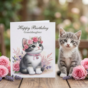 Granddaughter Happy Birthday Cute Kitten Card