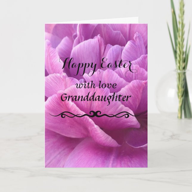 Granddaughter / Happy Easter - Pretty Pink Petals Holiday Card (Front)