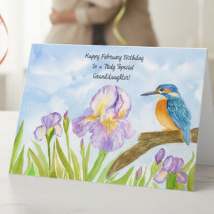 Granddaughter Happy February Birthday Kingfisher Card