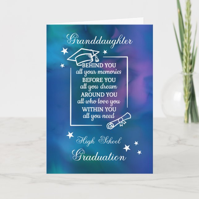 Granddaughter High School Graduation Watercolor Card (Front)