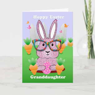 Granddaughter, Hoppy Easter With Rabbit Glasses Holiday Card