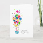 Granddaughter In Law Birthday Cards Balloons<br><div class="desc">A colourful illustration showing colourful different shape balloons bursting out of a magical gift box. Kinda joy,  happiness and colourful burst! A colourful birthday celebration card for a granddaughter in law. Inside message is customizable.</div>