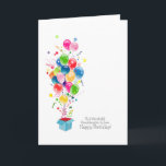 Granddaughter In Law Birthday Cards Balloons<br><div class="desc">A colourful illustration showing colourful different shape balloons bursting out of a magical gift box. Kinda joy,  happiness and colourful burst! A colourful birthday celebration card for a granddaughter in law. Inside message is customizable.</div>