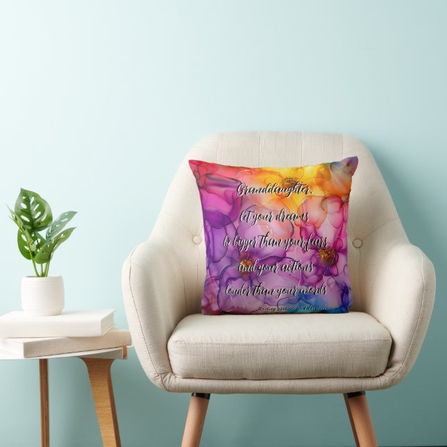 Granddaughter, let your dreams be bigger colourful throw pillow (Chair)