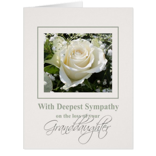 Granddaughter  loss Rose sympathy Card (Front)