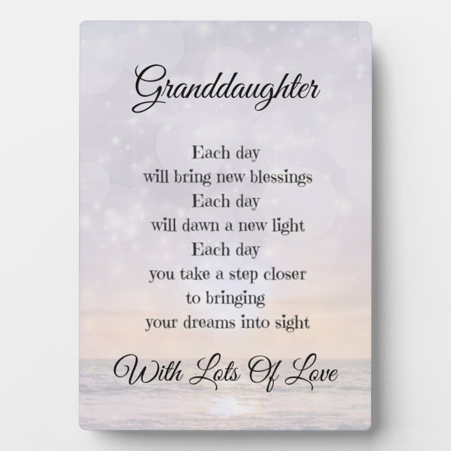 Granddaughter Love and Encouragement Poem Art gift Plaque (Front)