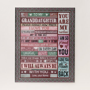 Granddaughter Lovers   Letter To My Granddaughter Jigsaw Puzzle