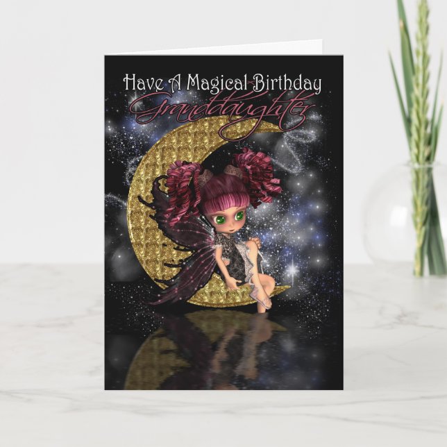 Granddaughter Magical Birthday cute little moon fa Card (Front)