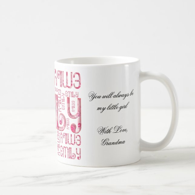 Granddaughter Name Emily Typography Mug (Right)