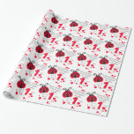 Granddaughter name ladybug 1st birthday wrap wrapping paper<br><div class="desc">Birthday wrapping paper in a white, red and black girls flying ladybug / ladybird and hearts design. Personalize this girlie birthday paper with your own granddaughters or relatives name and age and relation. Currently reads Happy Birthday granddaughter Sophia 1 today. Perfect for wrapping a special first birthday gift. At this...</div>