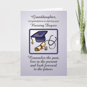 Granddaughter Nursing Degree Graduation Blue Gray Card