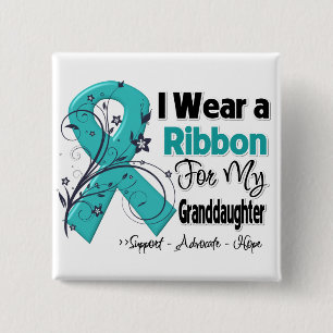 Granddaughter - Ovarian Cancer Ribbon 2 Inch Square Button