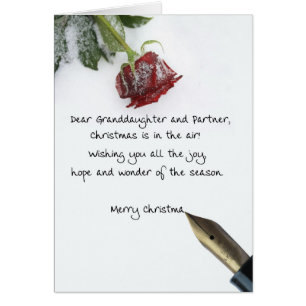 Granddaughter & Partner christmas letter on snow