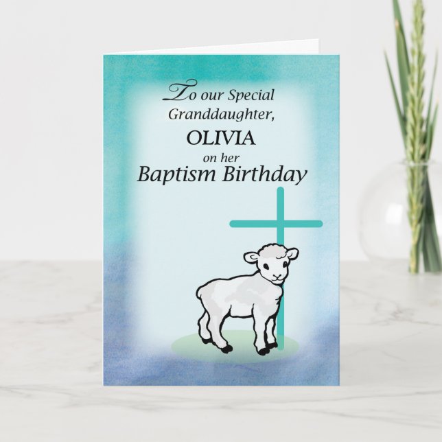 Granddaughter Personalize Name Baptism Birthday La Card (Front)