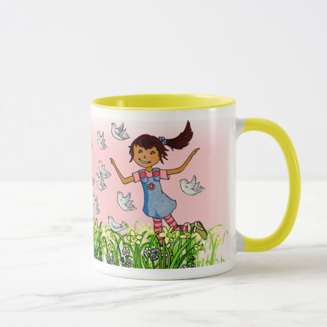 Granddaughter personalized name girl in spring mug (Right)