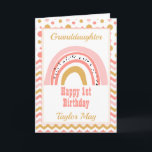 Granddaughter Pink Rainbow Birthday Card<br><div class="desc">A fabulous pink and gold polka dot and chevron rainbow birthday card for your great granddaughter,  goddaughter or other relation.. Soft pink,  salmon and gold make this a very pretty design any little girl will love.</div>