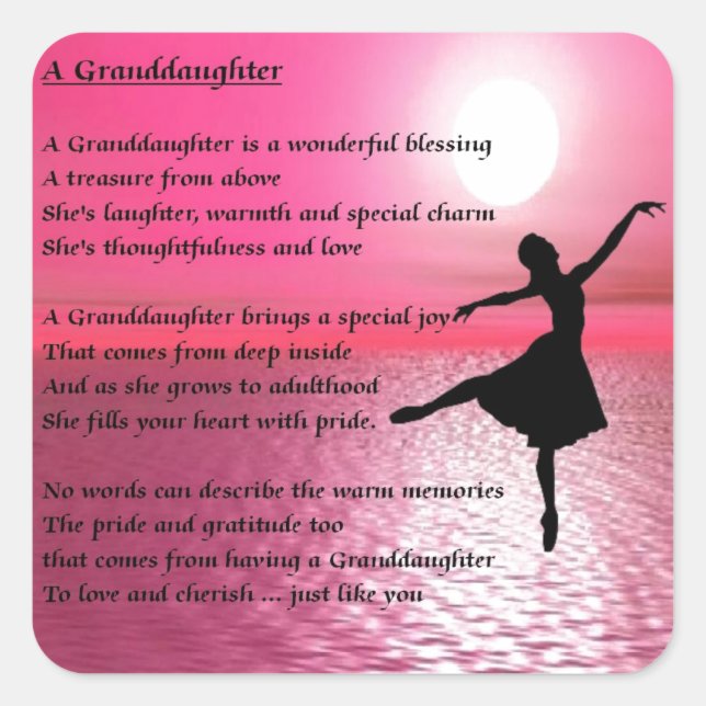 Granddaughter Poem - ballerina Square Sticker (Front)