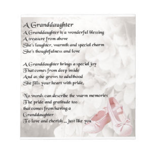 Granddaughter Poem - Ballet Shoes Design Notepad