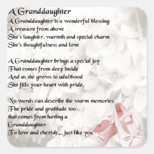 Granddaughter Poem - Ballet Shoes Design Square Sticker