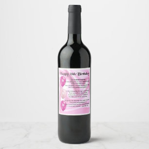 Granddaughter  Poem  Bottle Label  18th  Birthday