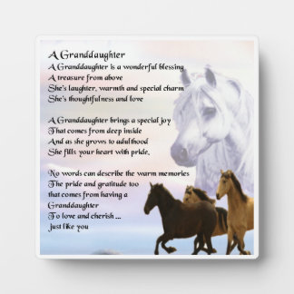 Granddaughter Poem Plaque - Horses   Design