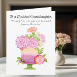 Granddaughter Purple Carnations January Birthday Card<br><div class="desc">This hand painted watercolor is of a gradient birthday cake that is decorated with purple orange carnations which is the floral for your granddaughter's January birthday.</div>