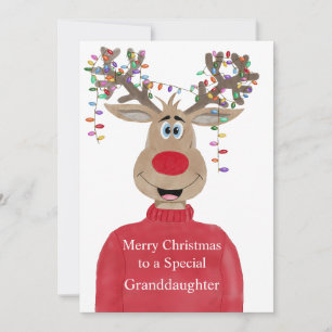 Granddaughter Reindeer Christmas Customizable Holiday Card