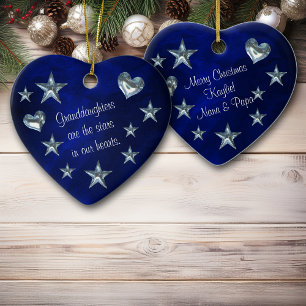 Granddaughter Star and Heart Christmas Ornament