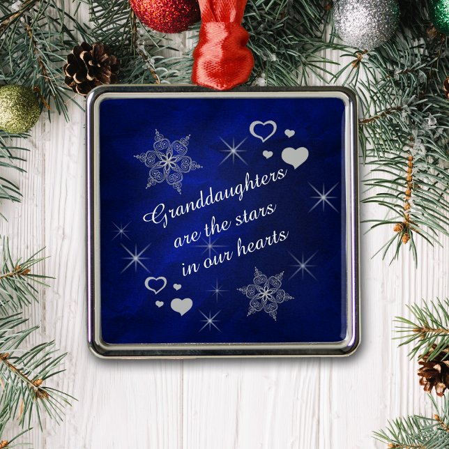 Granddaughter Star Snowflake Keepsake Metal Ornament (Creator Uploaded)