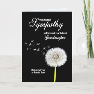 Granddaughter Sympathy Dandelion Clock  Card
