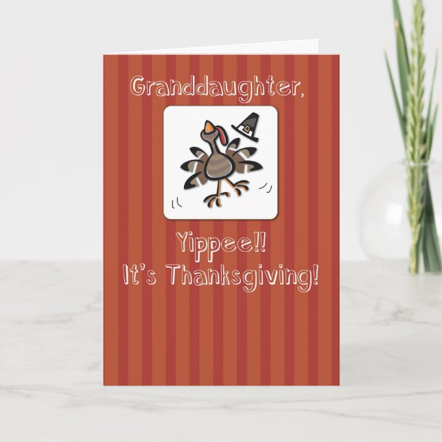 Granddaughter, Thanksgiving Turkey, Religious Holiday Card (Front)