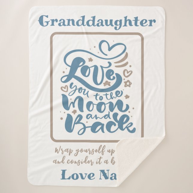 Granddaughter To the Moon and Back Love Nana Sherp Sherpa Blanket (Front)