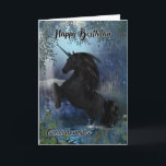 Granddaughter, Unicorn Birthday Card<br><div class="desc">Granddaughter,  Unicorn Birthday Card,  Happy Birthday
Black Unicorn with waterfall and water splash,  Unicorn's Name is: Tighearnán (Means "little lord" from Irish Gaelic)</div>