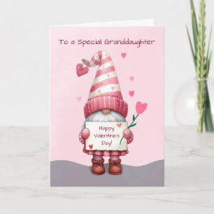 Granddaughter Valentines Day Gnome with Hearts Card