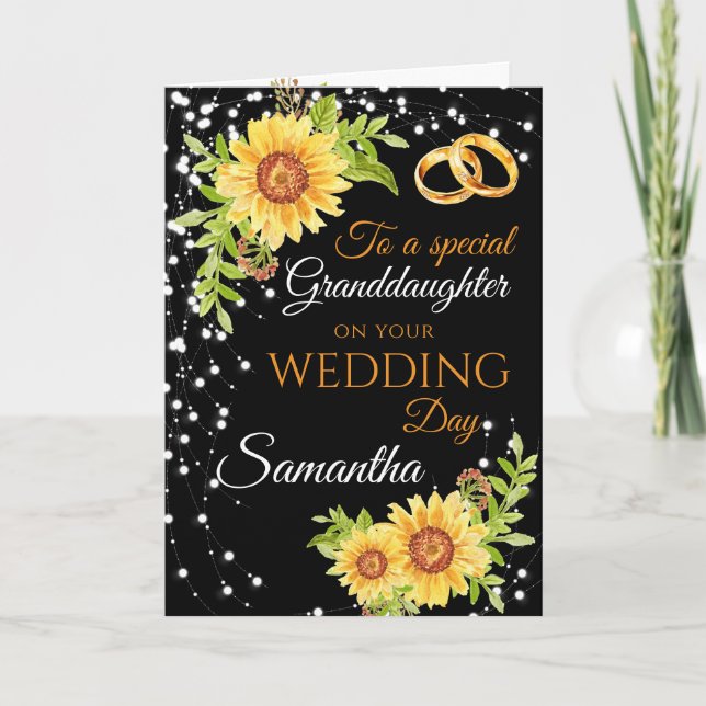 Granddaughter Wedding Day Congrats Sunflower Card (Front)