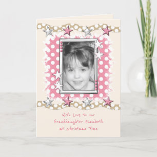 Granddaughter with love at Christmas pink Holiday Card