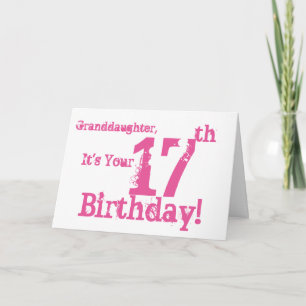 Granddaughter's 17th birthday in pink. card