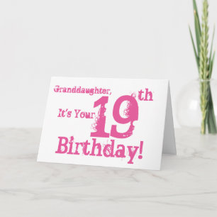 Granddaughter's 19th birthday in pink. card