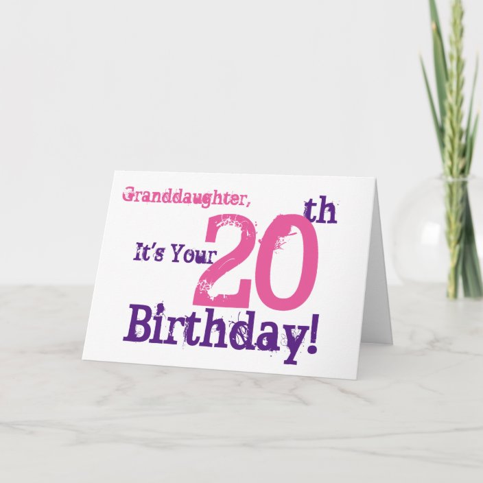 Granddaughters 20th Birthday In Purple Pink Card Zazzleca