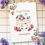 Granddaughter's Birthday Watercolor Whimsical  Card<br><div class="desc">Personalized birthday card for a granddaughter. Cute watercolor style ai illustration of a whimsical vanilla cake full of flowers, blueberries, strawberries and whipped cream. Pretty birthday card for her, a friend, grandma, aunt, sister, mom, daughter or granddaughter. Pretty feminine birthday card. This one says for Grandma but you can edit...</div>