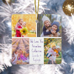 Granddaughters Photo Custom Grandma Christmas Ceramic Ornament<br><div class="desc">This cute,  custom granddaughters photo Christmas ornament for a grandmother features a modern layout of 4 grandkids photos on a white background with pretty lilac purple typography reading We Love You Grandma. This beautiful grandchildren photo gift features your own photograph collage surrounding your personalized message and kids names.</div>