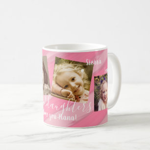 Granddaughters Pink Stripes Photo Collage Mug