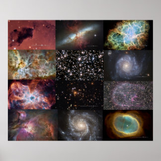 Grande affiche avec 12 photos de ciel profond Hubb