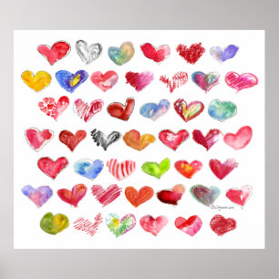 Grande affiche de 45 coeurs d'amour