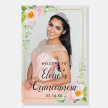 Grande Affiche de bienvenue Floral Quinceañera Eve